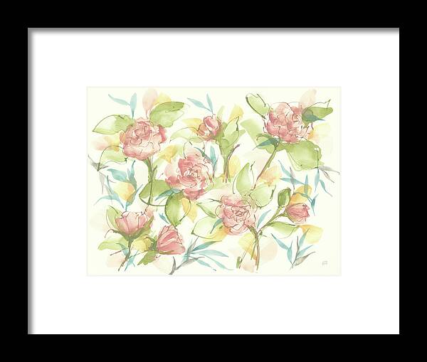 Blue Framed Print featuring the painting Blush Camellias by Chris Paschke