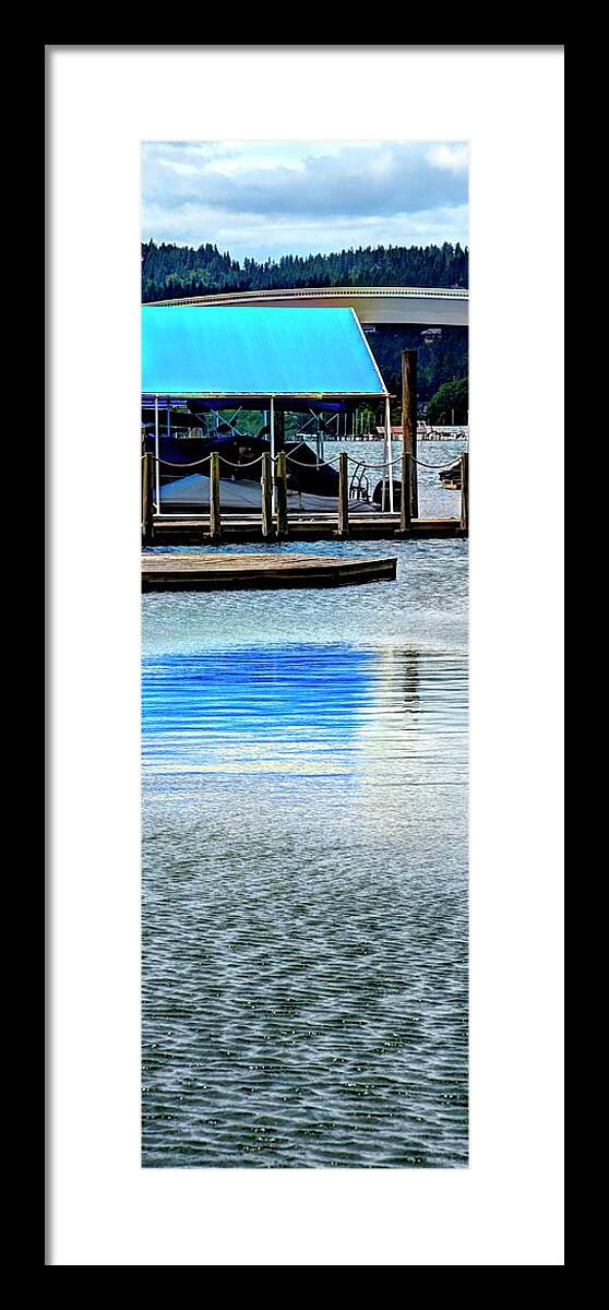 Blue Framed Print featuring the photograph Boat Awning Reflected by Jerry Sodorff