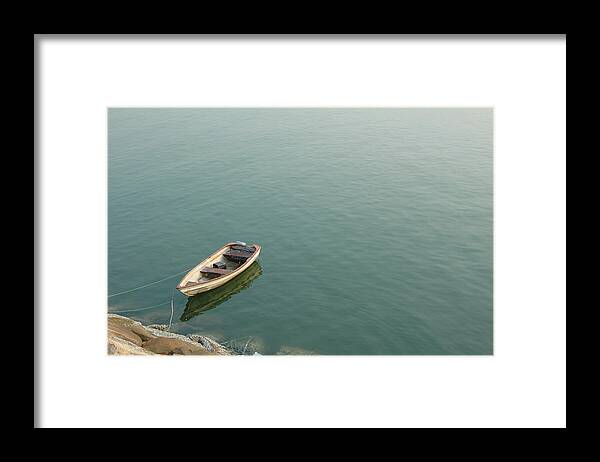 Finger On Lips Framed Print featuring the photograph Boat Over The Sea by Bluekite