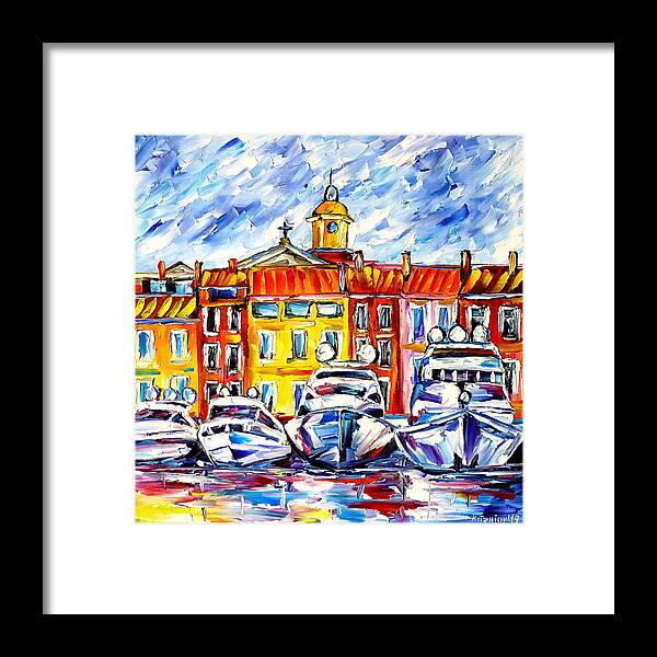 I Love St Tropez Framed Print featuring the painting Boats Of St. Tropez by Mirek Kuzniar