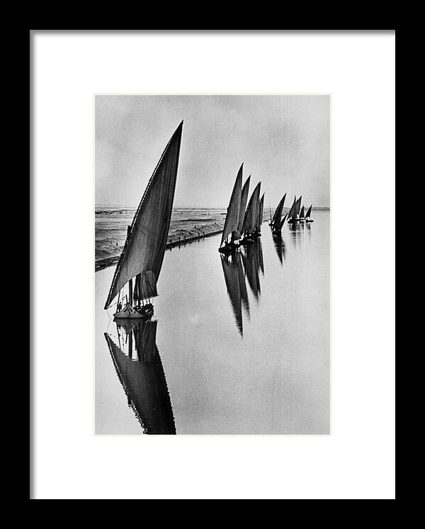 Suez Canal Framed Print featuring the photograph Boats Sailing Along Suez Canal by Alfred Eisenstaedt