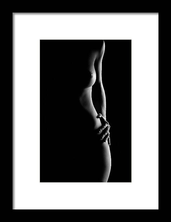 Nude Framed Print featuring the photograph Bodyscape nude woman standing by Johan Swanepoel