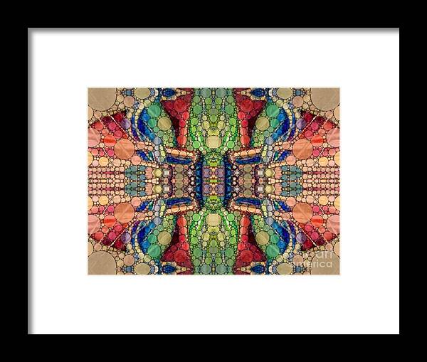 Jewel Tones Royal Blue Emerald Green Ruby Red Gold Dynamic Abstract Work Bohemian Design Work Framed Print featuring the mixed media Bohemian Color Ecstasy by Kimberlee Baxter
