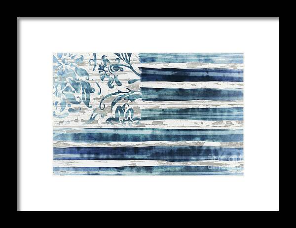 Boho Framed Print featuring the painting Boho Flag Indigo by Mindy Sommers