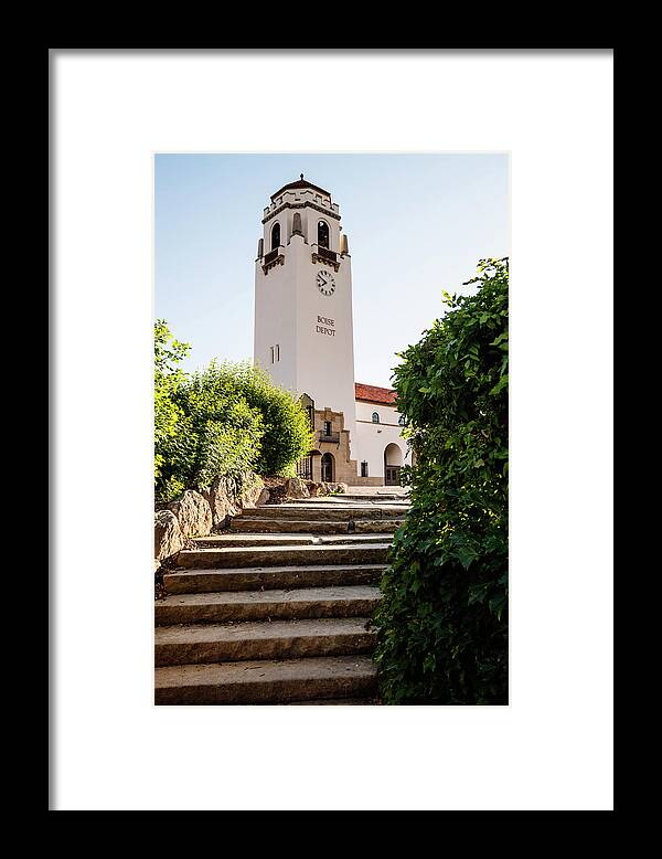Boise Depot Framed Print featuring the photograph Boise Depot in Boise with steps in front by Vishwanath Bhat