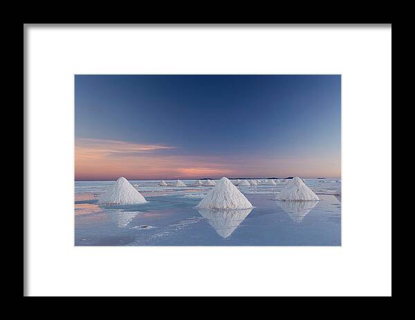 Scenics Framed Print featuring the photograph Bolivia, Salar De Uyuni Salt Flats by Mint Images - Art Wolfe