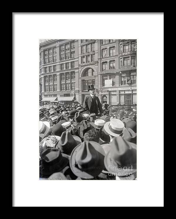 Crowd Of People Framed Print featuring the photograph Bolton Hall Speaking On Birth Control by Bettmann