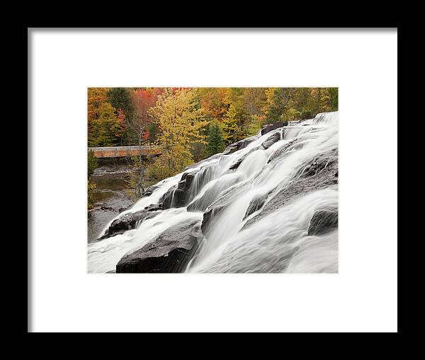 Bond Falls Cascades In Autumn - Bruce Crossing Framed Print featuring the photograph Bond Falls Cascades In Autumn - Bruce Crossing, Michigan '09 - Color by Monte Nagler