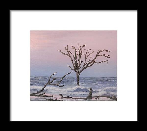 Beach Framed Print featuring the painting Boneyard Beach Sunrise by Deborah Smith