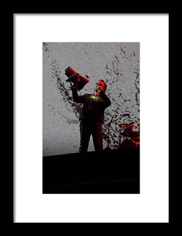 U2 Framed Print featuring the photograph Bono under Spotlight U2 Joshua Tree Tour 2017 New Orleans Superdome by Shawn O'Brien