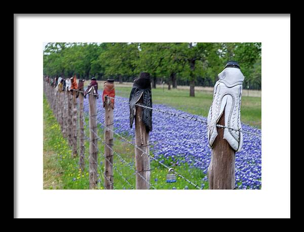 Spring Framed Print featuring the photograph Boot Fence by Johnny Boyd