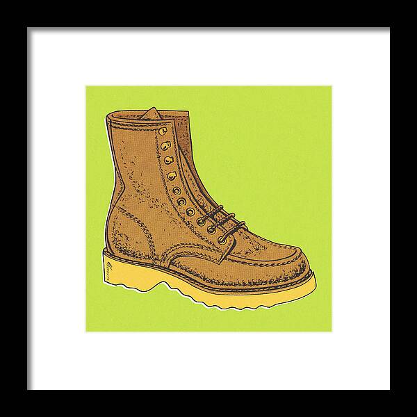 Boot Framed Print featuring the drawing Boot on a Green Background by CSA Images