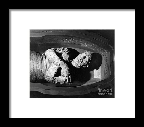 People Framed Print featuring the photograph Boris Karloff In Coffin In The Mummy by Bettmann
