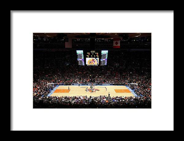 Playoffs Framed Print featuring the photograph Boston Celtics V New York Knicks - Game by Chris Chambers