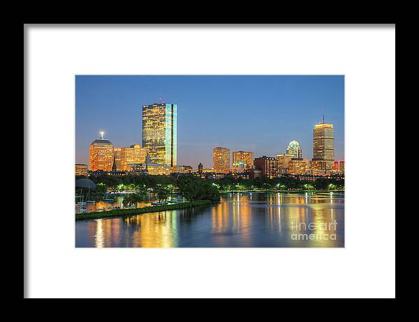 Clarence Holmes Framed Print featuring the photograph Boston Night Skyline II by Clarence Holmes