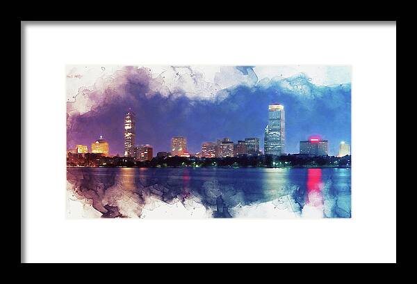 Boston Framed Print featuring the painting Boston, Panorama - 16 by AM FineArtPrints