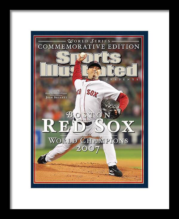American League Baseball Framed Print featuring the photograph Boston Red Sox Josh Beckett, 2007 World Series Sports Illustrated Cover by Sports Illustrated