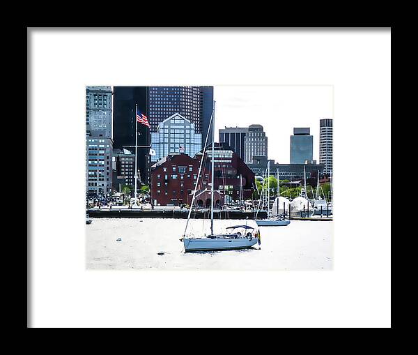Boston Framed Print featuring the painting Boston skyline 1 by Jeelan Clark