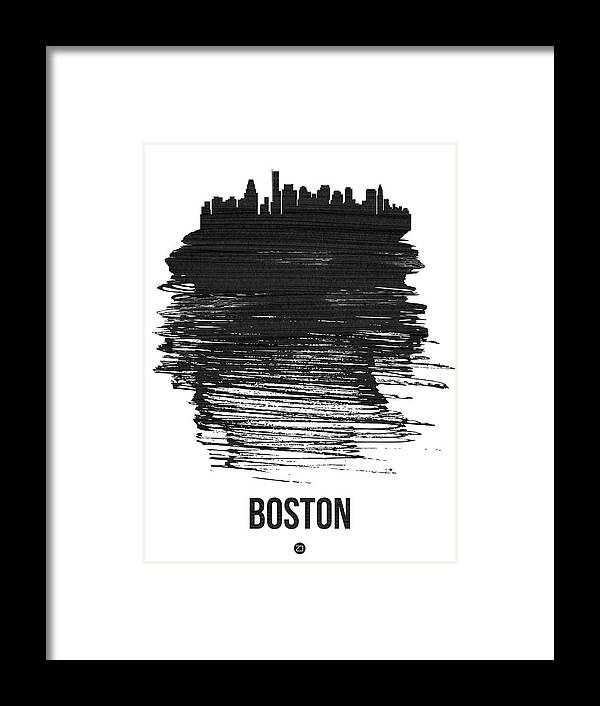 Boston Framed Print featuring the photograph Boston Skyline Brush Stroke Black by Naxart Studio