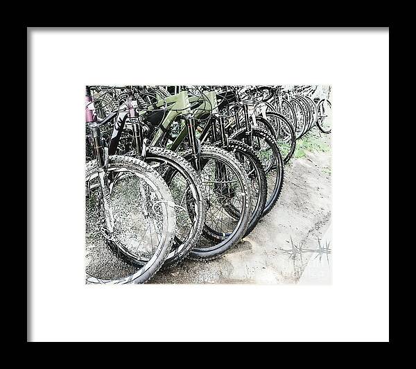 Bicycles Framed Print featuring the digital art boulder Bikes by Deb Nakano