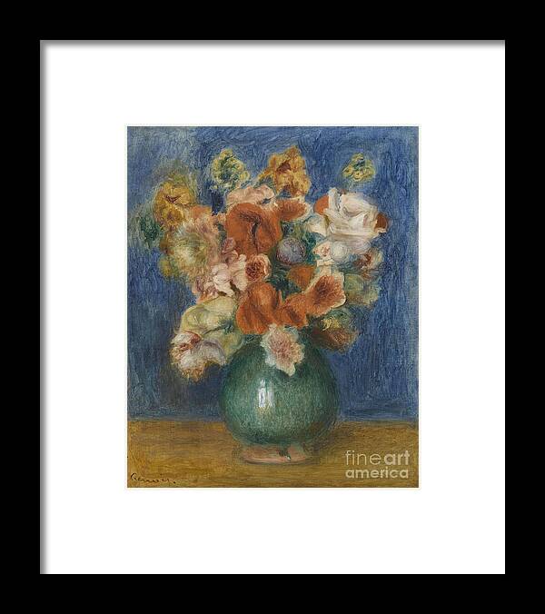 Oil Painting Framed Print featuring the drawing Bouquet. Artist Renoir, Pierre Auguste by Heritage Images