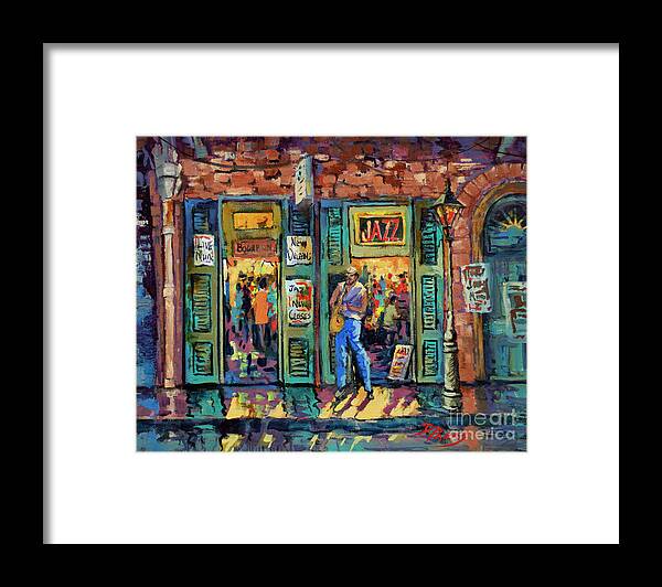 New Orleans Painting Framed Print featuring the painting Bourbon Jazz by Dianne Parks