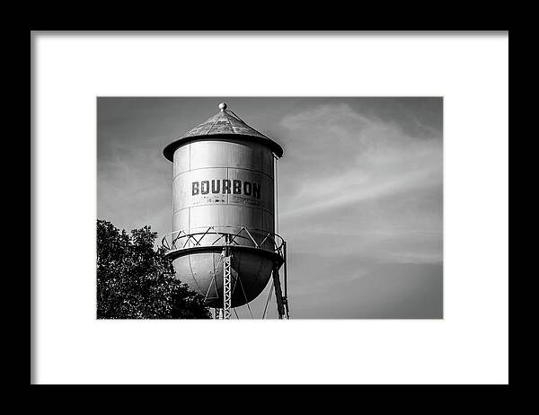 America Framed Print featuring the photograph Bourbon Water Tank in Monochrome - Missouri Route 66 by Gregory Ballos