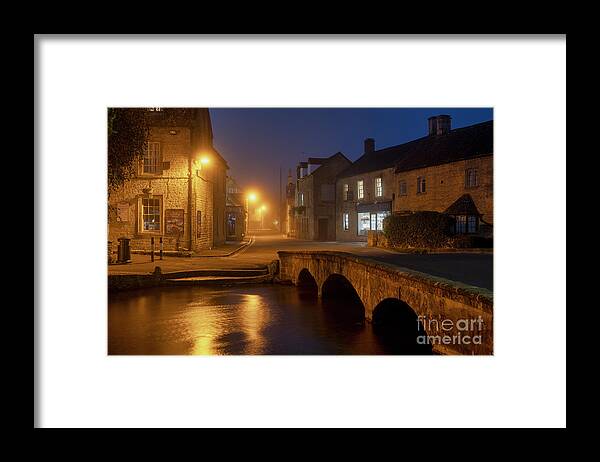 Bourton On The Water Framed Print featuring the photograph Bourton on the Water at Dawn in Autumn by Tim Gainey