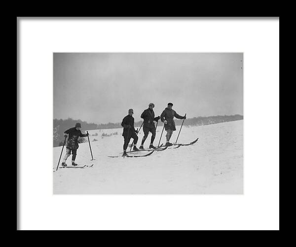 Ski Pole Framed Print featuring the photograph Box Hill Skiers by E. Bacon