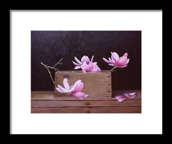 Magnolias Framed Print featuring the painting Boxed Magnolias by Jimmy Chuck Smith
