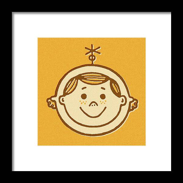 Astronaut Framed Print featuring the drawing Boy Wearing Space Helmet by CSA Images