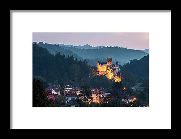 Estock Framed Print featuring the digital art Bran Castle, Transylvania, Romania by Francesco Russo