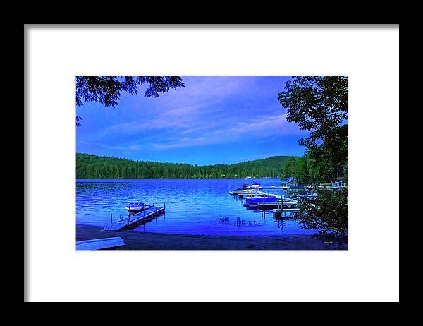 New York Framed Print featuring the photograph Brant Lake NY Blue Hour by Christina Rollo