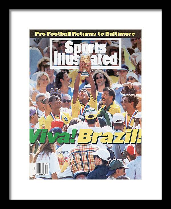 Fifa World Cup Framed Print featuring the photograph Brazil Marcio Santos, 1994 Fifa World Cup Final Sports Illustrated Cover by Sports Illustrated