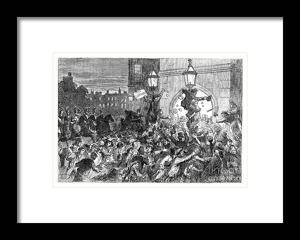 Engraving Framed Print featuring the drawing Bread Riots At The Entrance by Print Collector