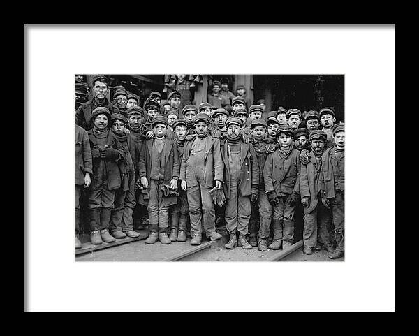 Child Framed Print featuring the painting Breaker boys working in Ewen Breaker of Pennsylvania Coal Co. by Unknown
