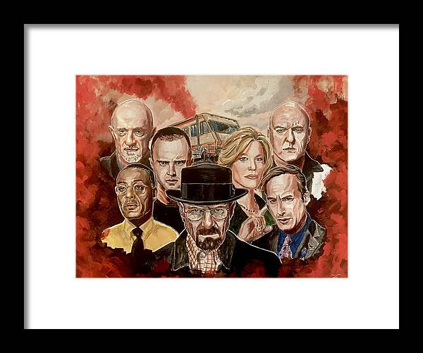 Breaking Bad Framed Print featuring the painting Breaking Bad Family Portrait by Joel Tesch