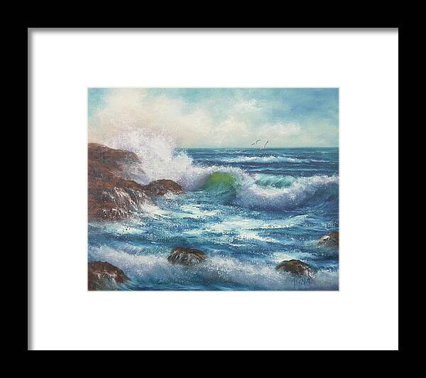 Waves Framed Print featuring the painting Breaking Waves by Lynne Pittard