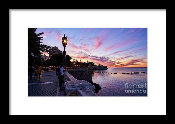 Coast Framed Print featuring the photograph Breathtaking Sky at Dusk over Candelaria Bulwark Cadiz by Pablo Avanzini