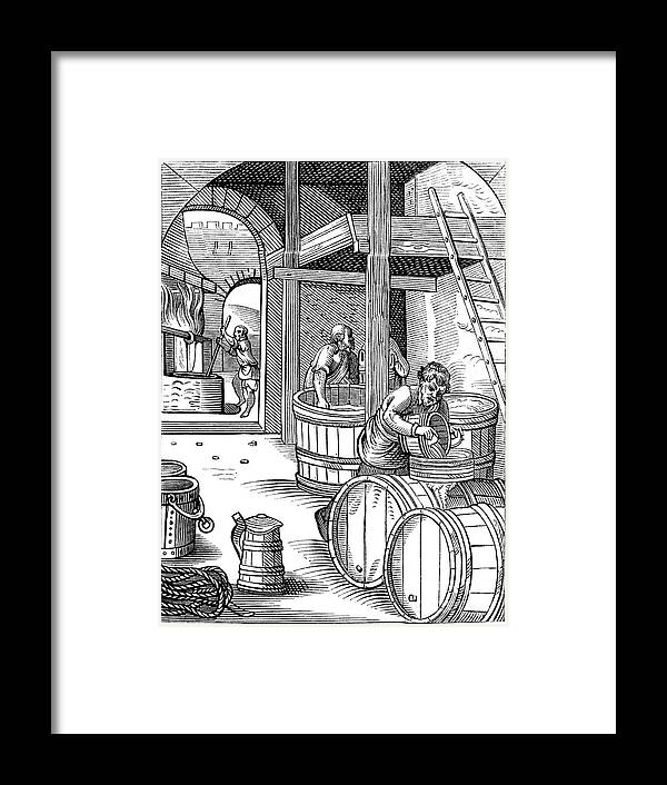 Rubbing Alcohol Framed Print featuring the drawing Brewer, 16th Century 1849.artist Jost by Print Collector