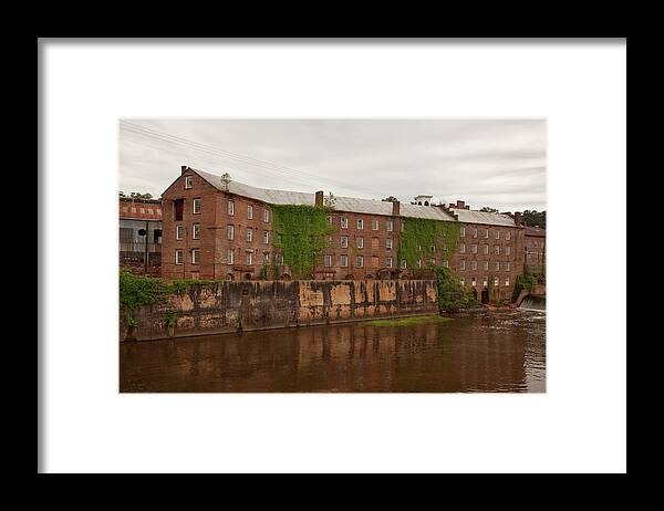 Stream Framed Print featuring the painting Brick Mill Factory Buildings by Carol Highsmith
