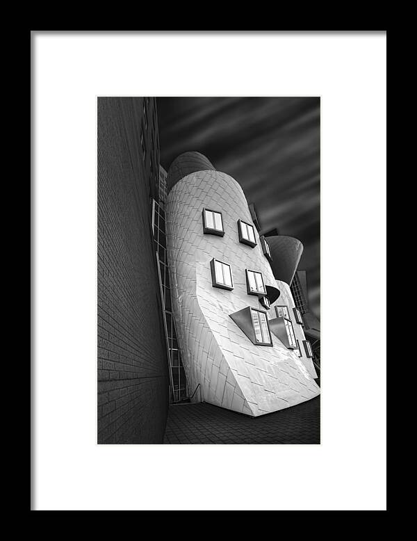 Landmark Framed Print featuring the photograph Brick Wall & Curve Metal Panel by Dominic Vecchione