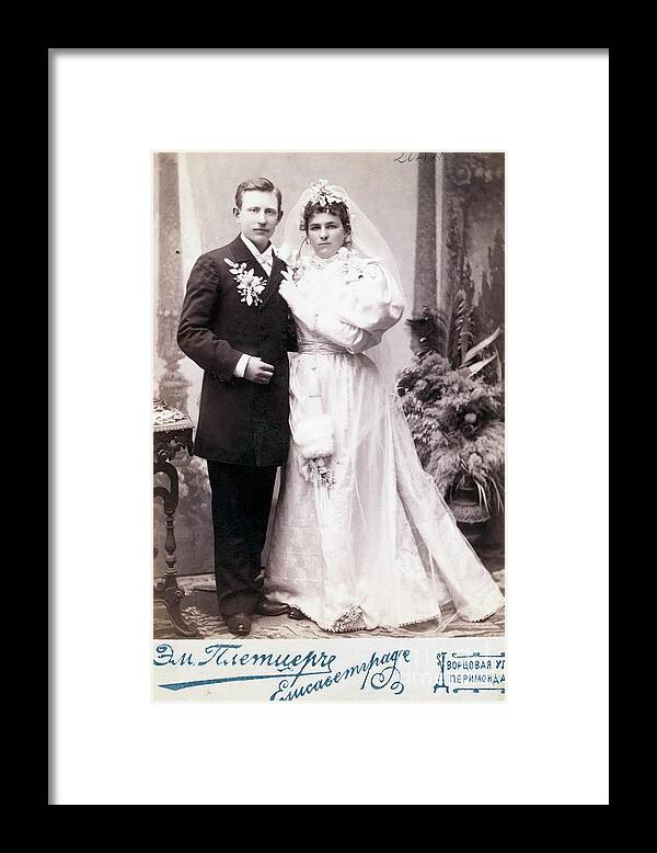 Bridegroom Framed Print featuring the photograph Bride And Groom Standing by Bettmann