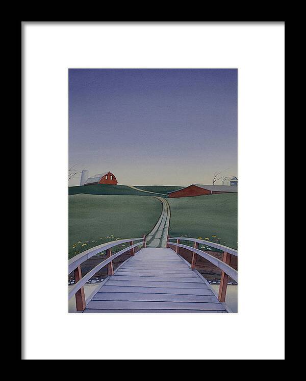 Farm Framed Print featuring the painting Bridge over Buck Creek by Scott Kirby
