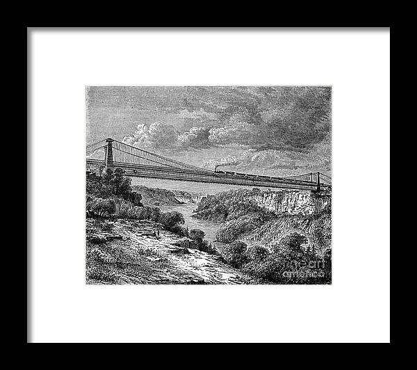 Scenics Framed Print featuring the drawing Bridge Over The Niagara, Canada, 19th by Print Collector