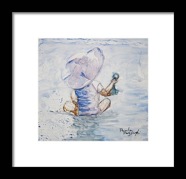 Painting Framed Print featuring the painting Brielle in the Water by Paula Pagliughi