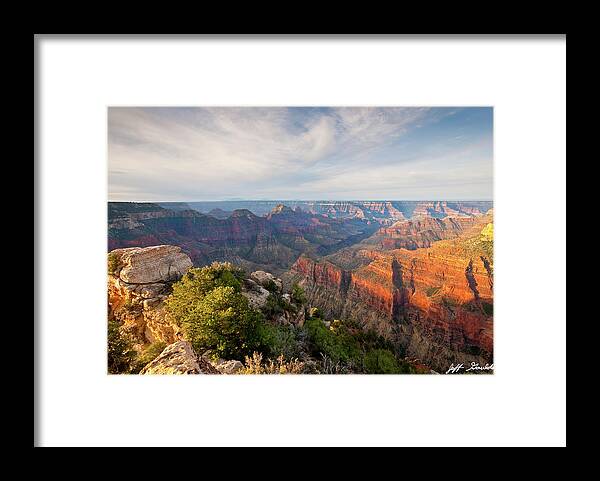 Arizona Framed Print featuring the photograph Bright Angel Canyon at Sunrise by Jeff Goulden
