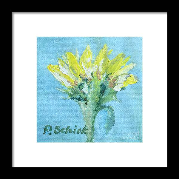Flowers Framed Print featuring the painting Bright Sunflower by Pamela Schick