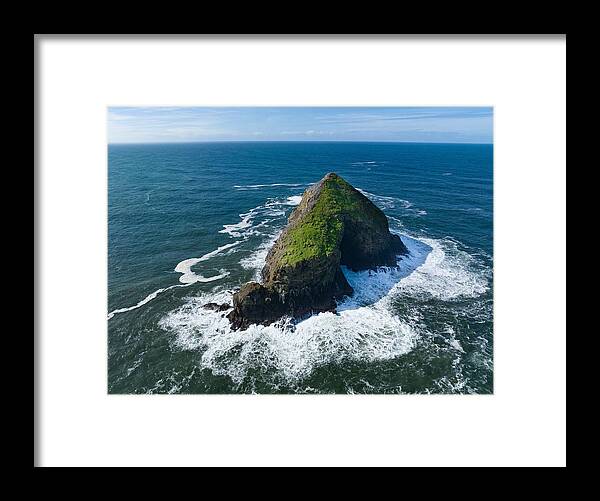 Landscapeaerial Framed Print featuring the photograph Bright Sunlight Shines On A Solitary by Ethan Daniels