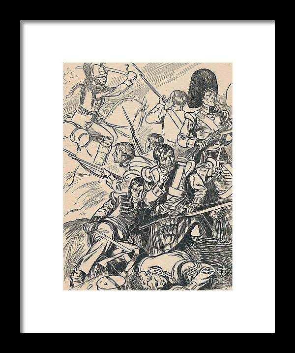 Wound Framed Print featuring the drawing British Soldiers At The Battle by Print Collector